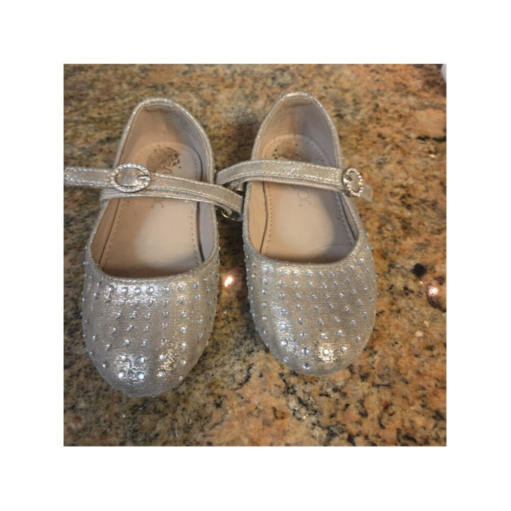 Girls Sugar Dress Shoes Size 7 Gold Rhinestone Mary Janes